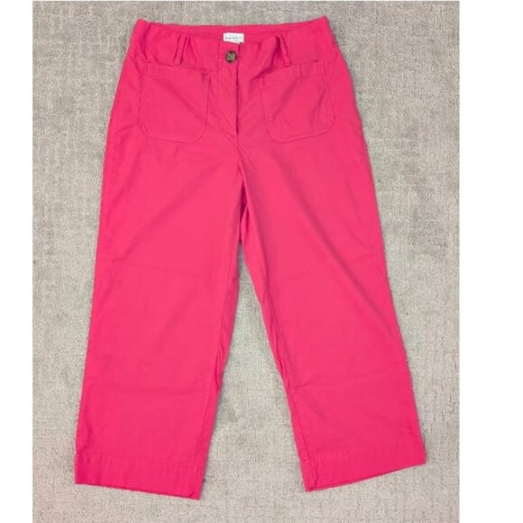 Nicole Miller Hot Pink Linen Capri/Flood Stretch Wide Leg Pants, Size 10 - Picture 1 of 7